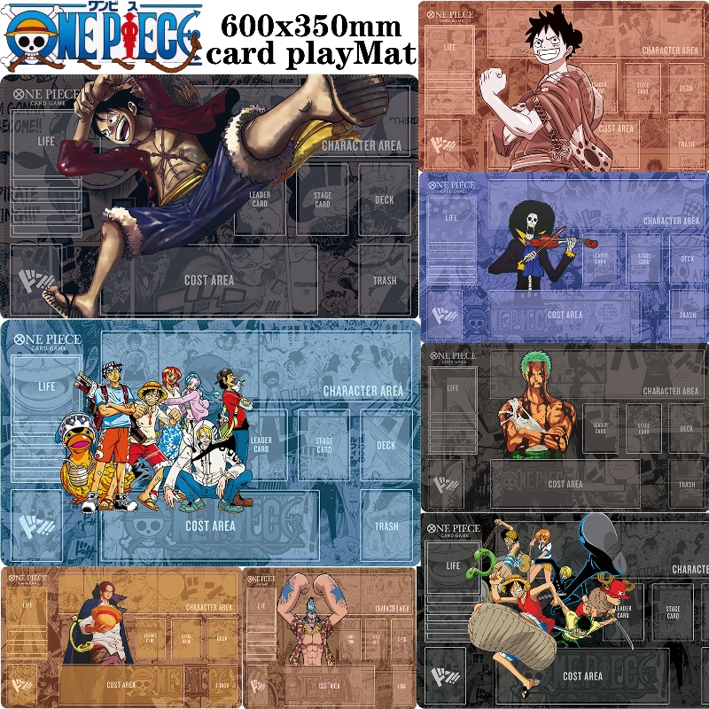 

Luffy Zoro One Piece Card Game PlayMat 600x350 мм DIY 10 дизайнов Нескользящий игровой коврик для одного игрока OPGG Аниме Настольный коврик Подарок для ребенка