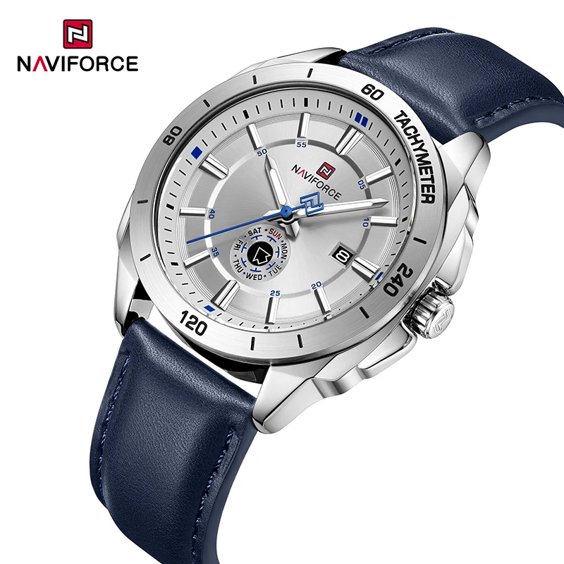 

NAVIFORCE Fashion Men's Quartz Watch Calendar Luminous Waterproof Leather Strap Sport Casual Watches for Man