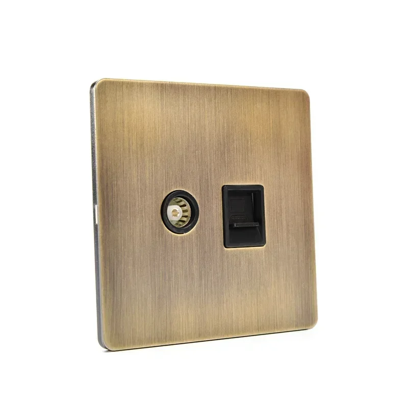 Antiek Type 86 1-4 Gang Groen Brons Geborsteld Metaal 2-weg Tuimelschakelaar Socket Persoonlijkheid voor Home Improvement Hotel