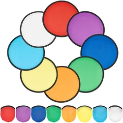 8Pcs 8 Colors Nylon Foldable Flying Disc Fans 9.8inch Colorful Sublimation Fans Black Edge Folding Fan Set with Bag making kit