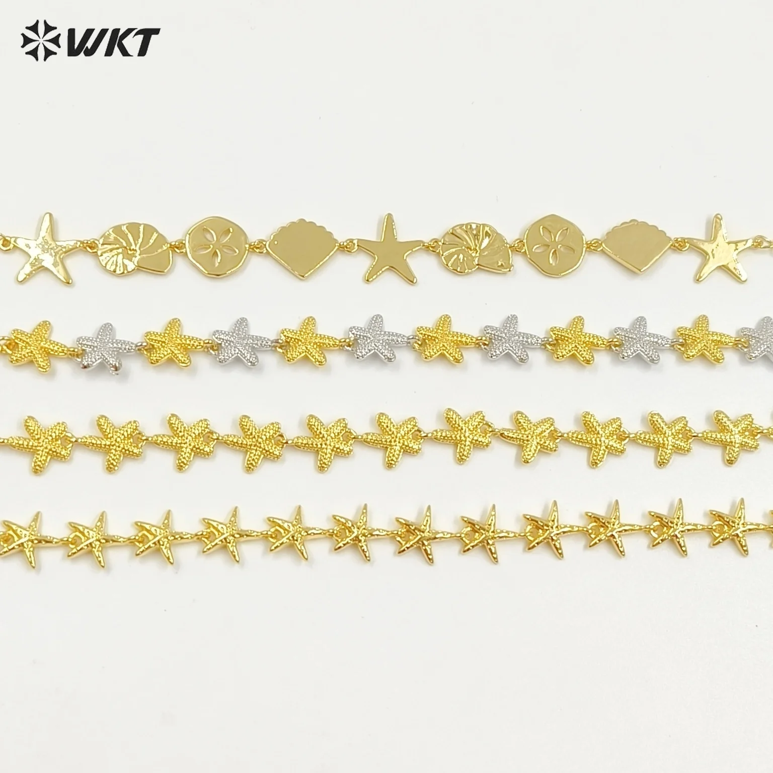 

WT-JF367 модные желтые латунные золотые и посеребренные браслеты в форме ракушки в форме морской звезды, милые браслеты для женщин, повседневные ювелирные изделия