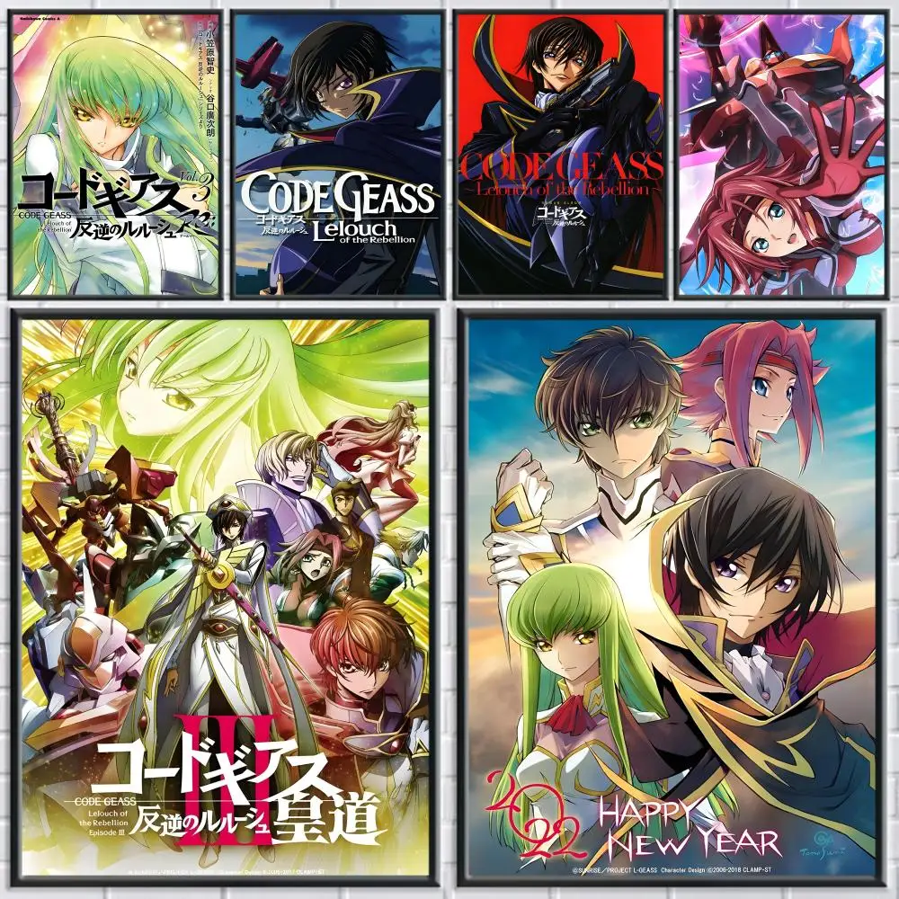 Anime C-Code Geass Poster für Zuhause, Wohnzimmer, Schlafzimmer, Bar, Flur, klebriger Wanddruck, wasserfest, ästhetische Dekoration