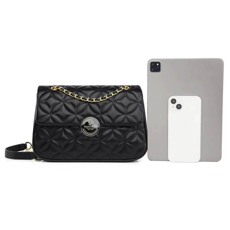 حقيبة كروس نسائية أنيقة مصنوعة من الجلد المطبوع بخشخشة، نمط باريس المكرر اليومي ​