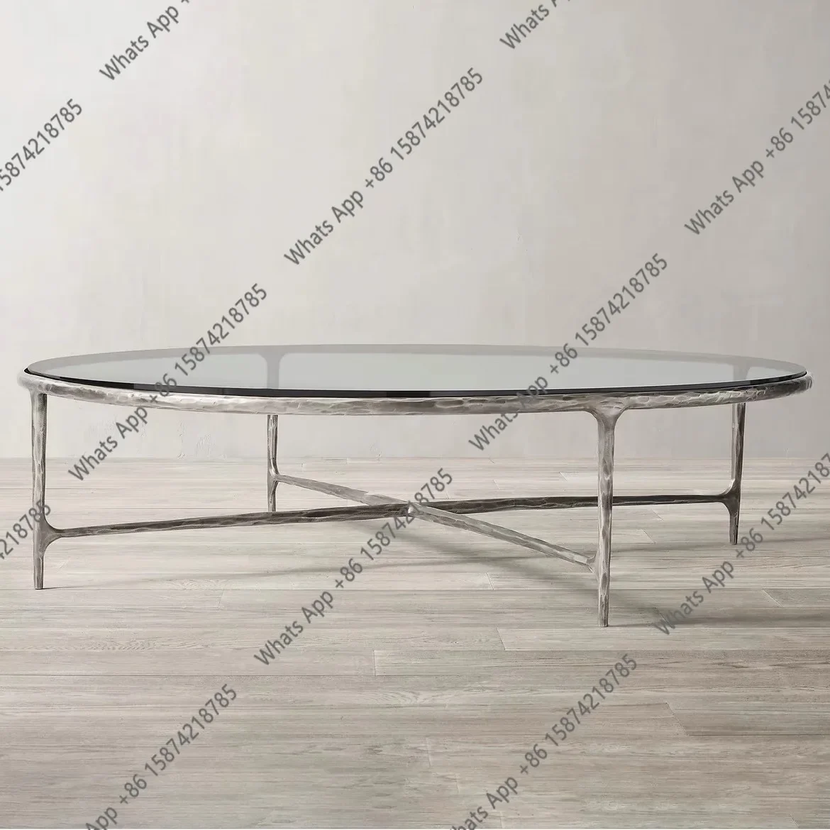 V RH American Light Luxury Wrought Iron Coffee Table Villa Hotel Model Room Designer Forged Iron Living Room Chinese Antique