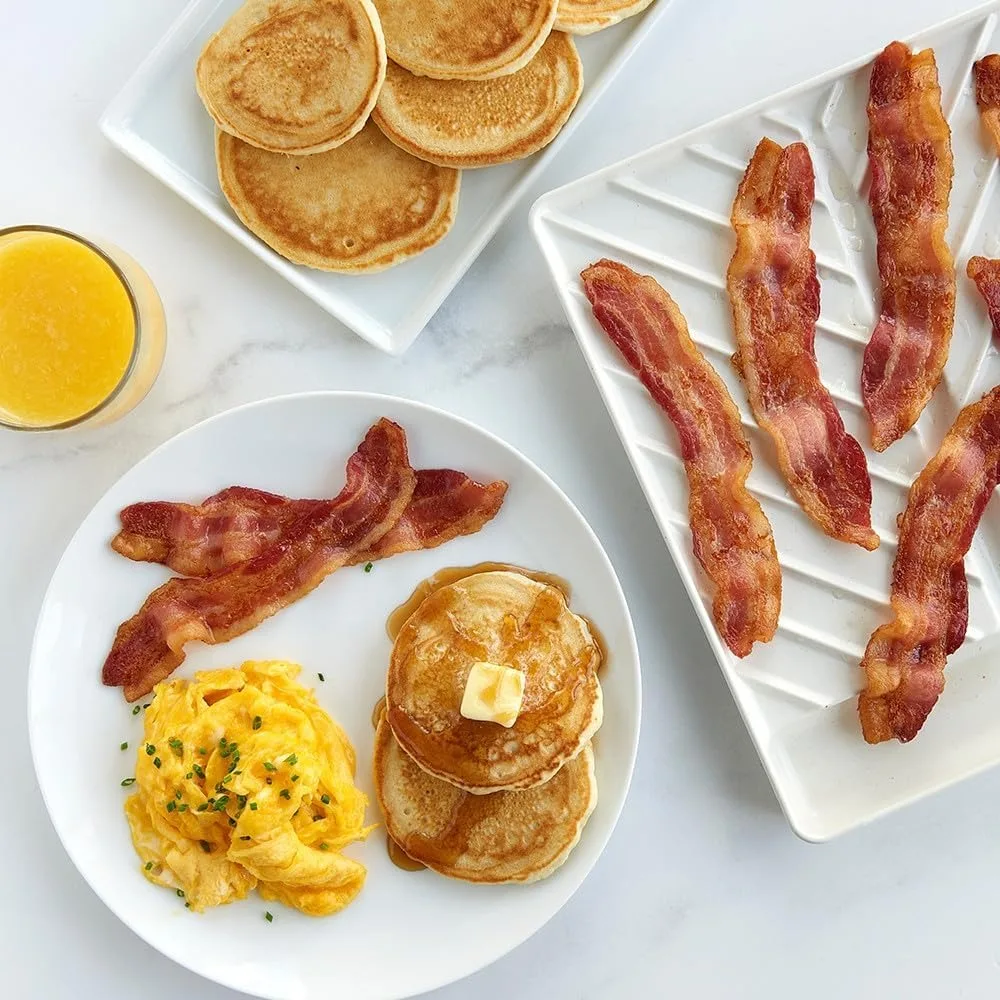 Microwave Bacon Tray & Food Defroster, Slanted Design Drains Grease, Large Capacity