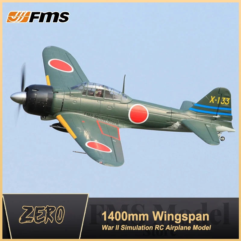 

FMS 1400MM 1.4M Zero RC Airplane Model PNP Green 6CH With Flaps Retracts Gyro Warbird Remote Control Plane Aircraft