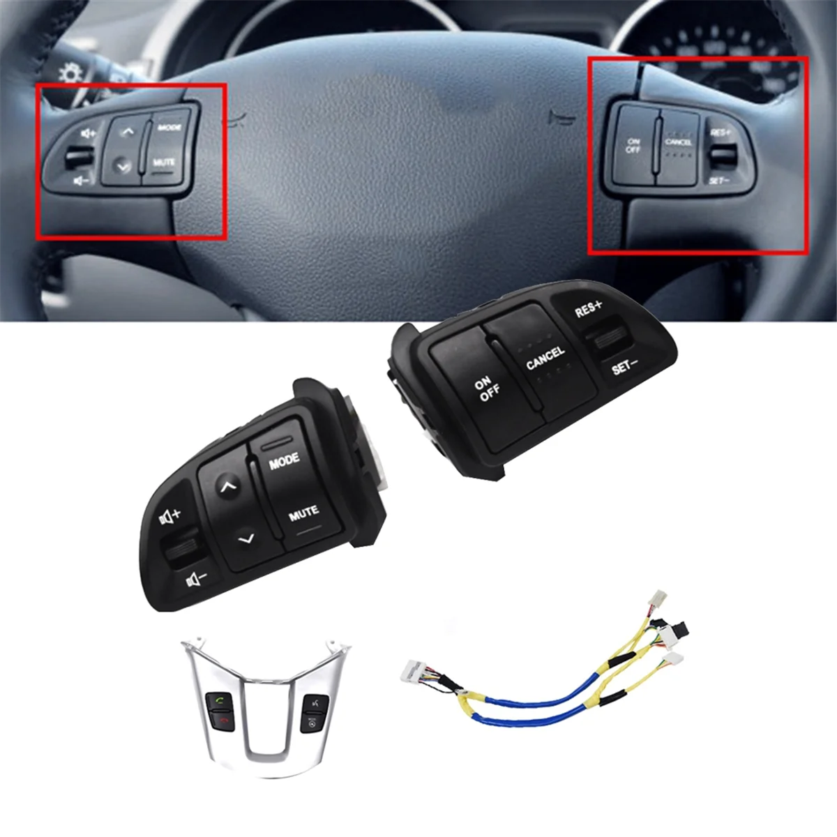 Car Steering Wheel Button Bluetooth Audio Volume Speed Cruise Control Switch Frame for KIA Sportage 2011-2016