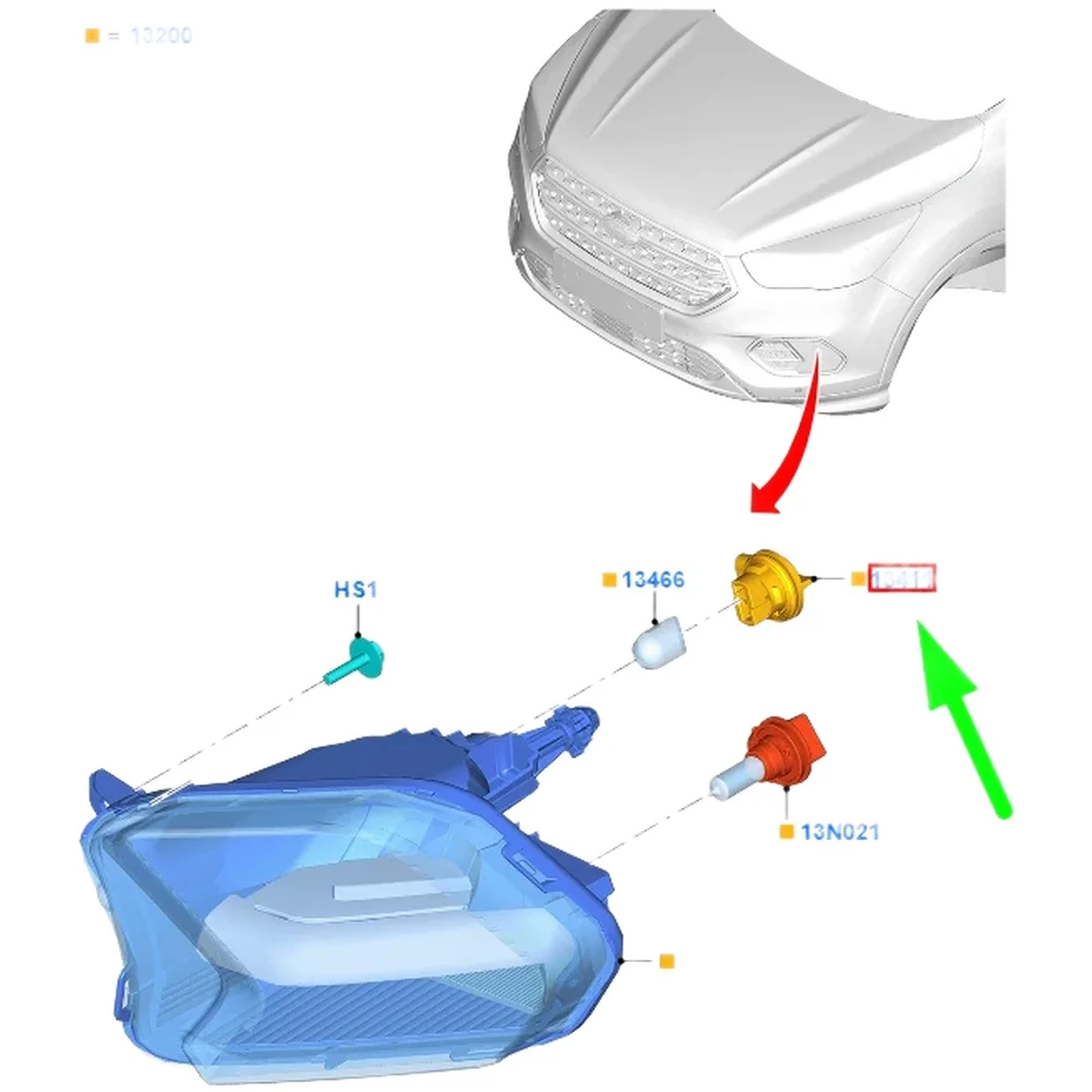 Автомобильная розетка для переднего стояночного фонаря GV4A-13411-BA 2069464 для Ford Kuga C520 MK2 ABS, аксессуары для внешнего освещения, автомобильные фары