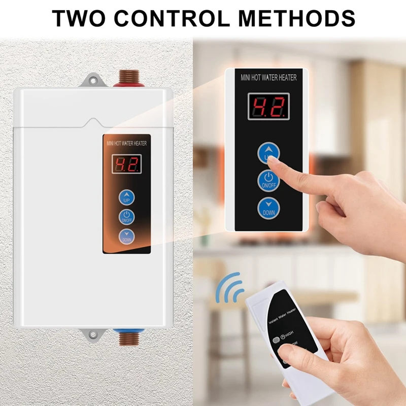 Aquecedor de água instantâneo sem tanque 3000w, aquecedor de água elétrico com controle remoto e tela sensível ao toque do lcd, durável, nós plug