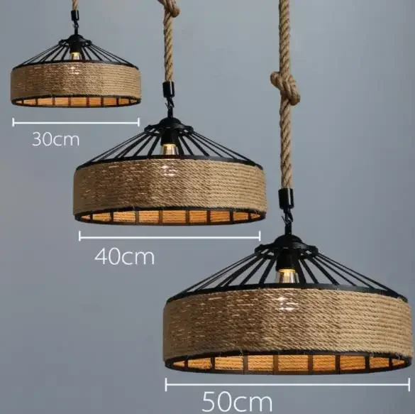 

Hemp Vintage rope chandelier retro E27 Industrial Retro Lamp Base Loft Iron Lamp Bedroom Dining Room cafe bar chandelier