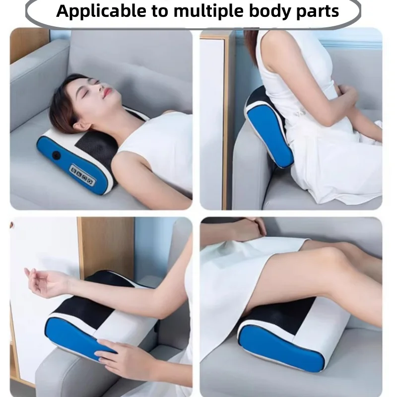 4 Key Multifunctional Neck Pillow Massager Adjustable Hot Compress Neck Shoulder Kneading Massage Relaxation Tool Home Massager