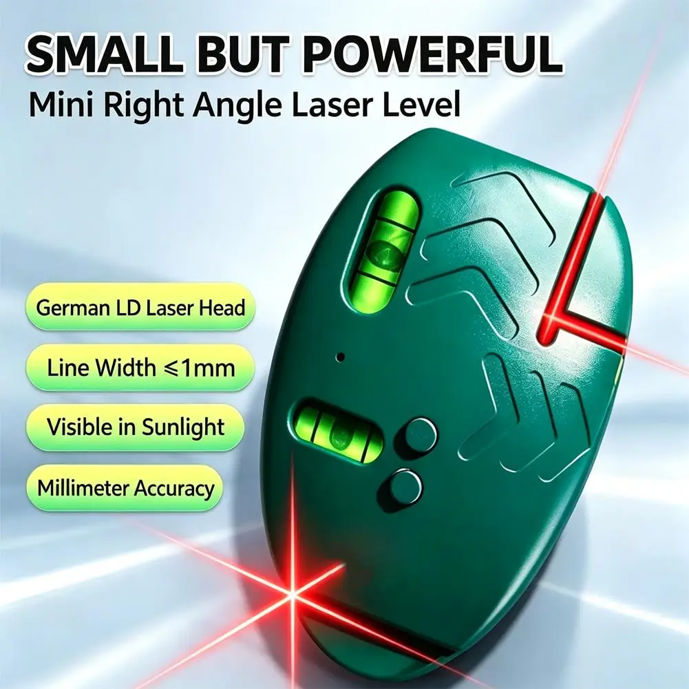 1/2 Stück hochpräzises Rot-Grün-Laser-Nivelliergerät, Mini-Winkelmesser, wiederaufladbar, Boden-Nivelliergerät, hochintensives Licht, Werkzeuge – Detail 9