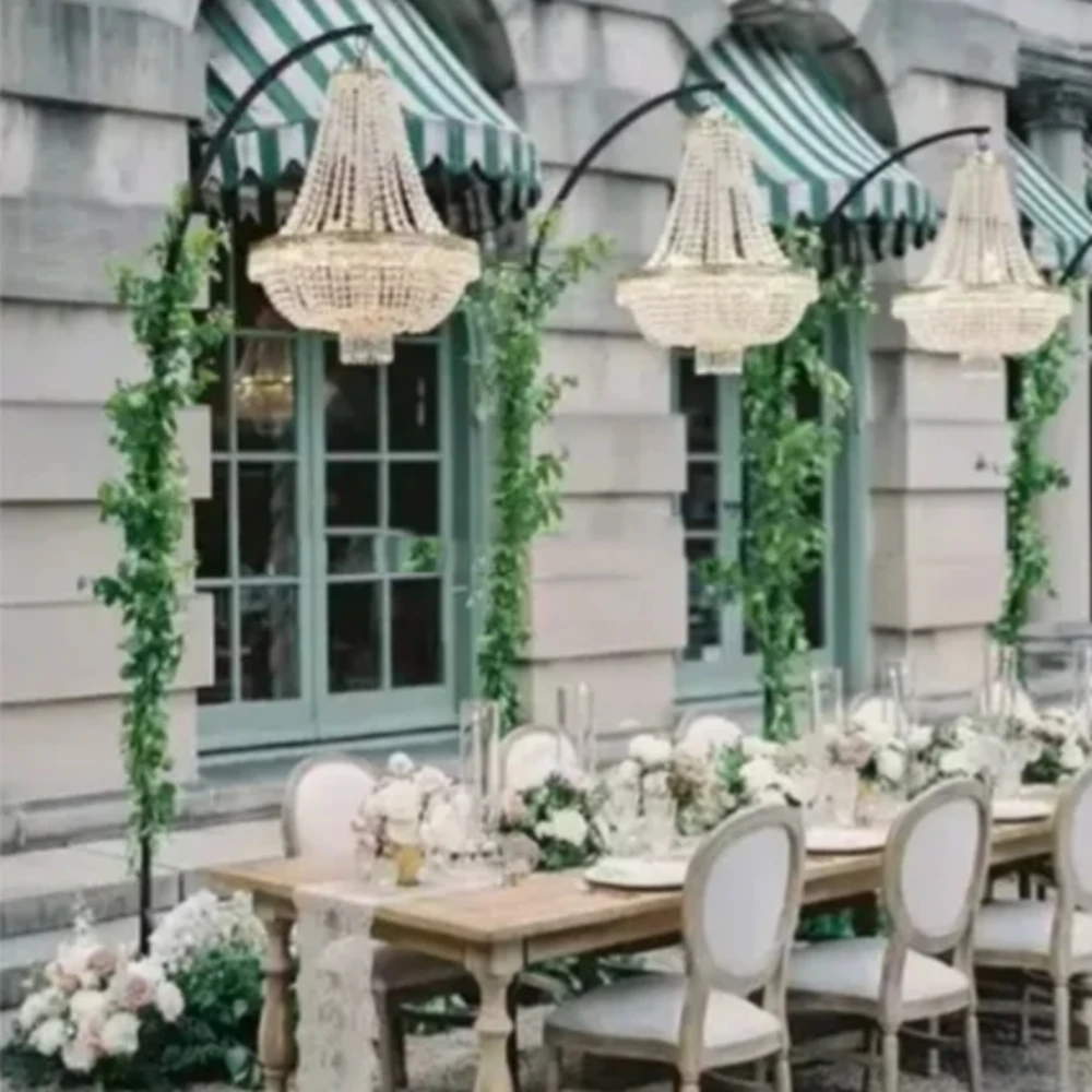 4pcs  Frame Wedding Centerpieces Supplier Black Stand for Chandelier Heavy Duty for Outdoor Table Decoration