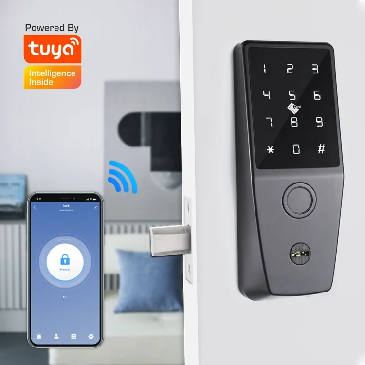 Electronic Locking Smart Door Lock Fingerprint Unlocking Swiping Bluetooth Simple And Fashionable