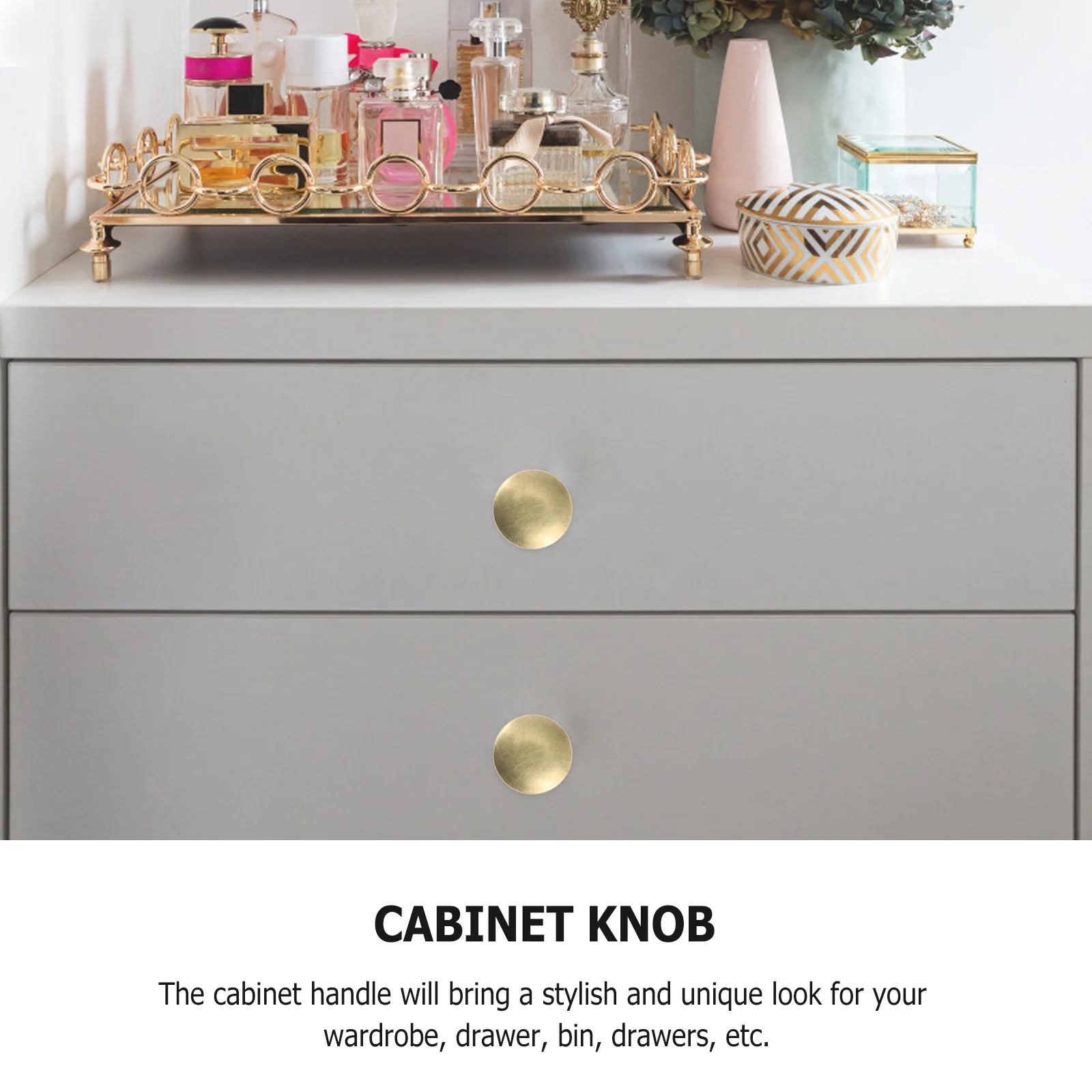 12 Pcs Kitchen Cabinet Handles Brass Drawer Small Knobs Door Simple Decorative Cupboard Round Wardrobe