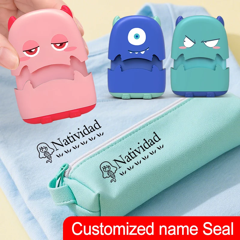 Custom Name Stamp, Quick-Dry Seal for Clothing, Backpack, Washable Label Stamper for School Supplies