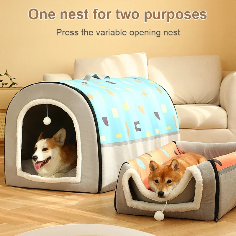 New Autumn Winter Warm Dog House Detachable Pet Sleeping Bed for Small Medium Dogs Cats Soft Non-slip Dog Kennel Cama Para Perro