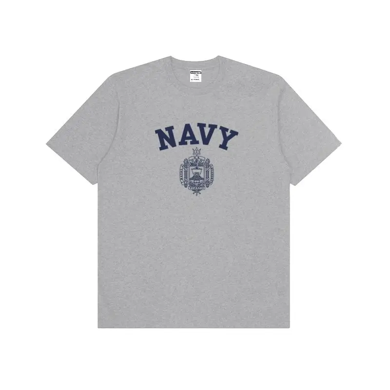 US Naval Academy Navy Crest Grafik-T-Shirt, marineblaues Baumwoll-T-Shirt mit kurzen Ärmeln und Rundhalsausschnitt für Herren, Militär-Streetwear-Oberteil – Detail 1