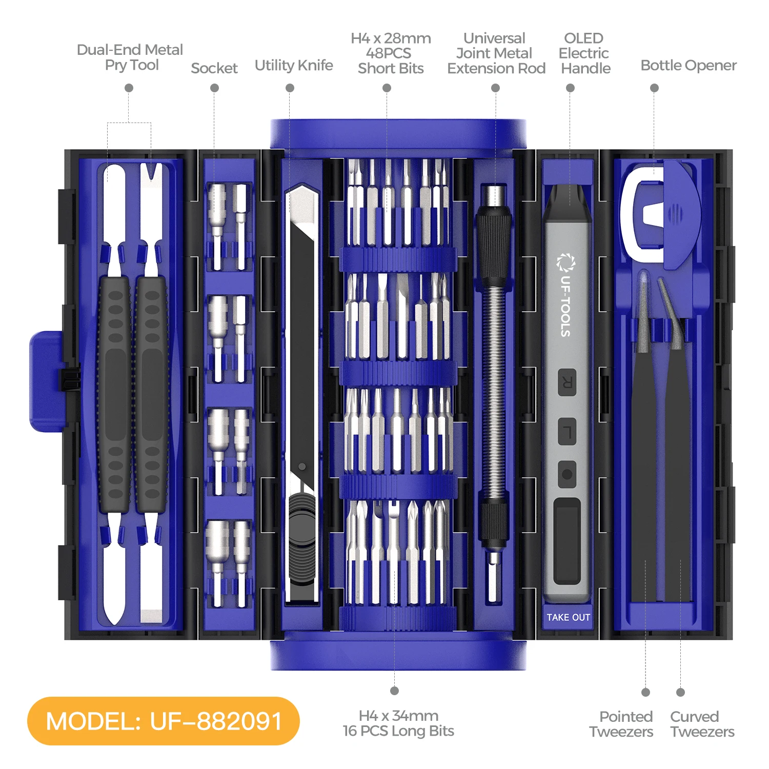 3.7V 83-Piece Multi-Functional Torque Adjustment Lithium Battery Powered DIY Cordless Electric Screwdriver Set