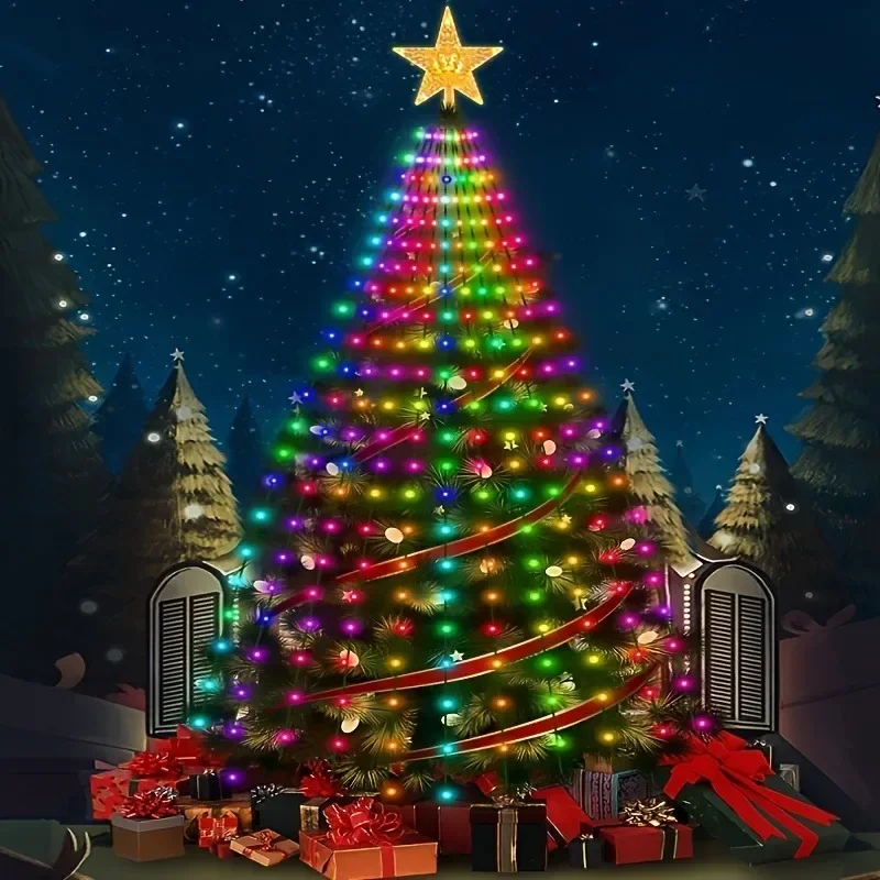2.1M 400LEDs Smart Christmas Tree Lights Christmas LED String Lights Fairy Garland Lights with Star Topper for Xmas Tree Decor