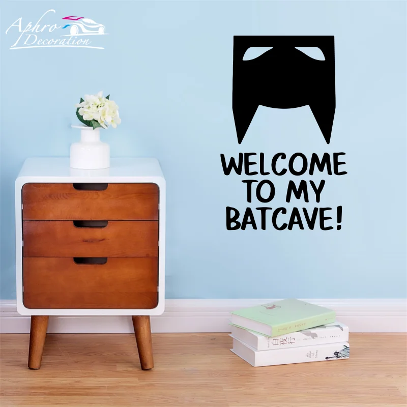 

Bat Wall Stickers Welcome To My Batcave Inspired Design Hero Decals Teen Room Art Vinyl Door Sticker Self-adhesive Mural