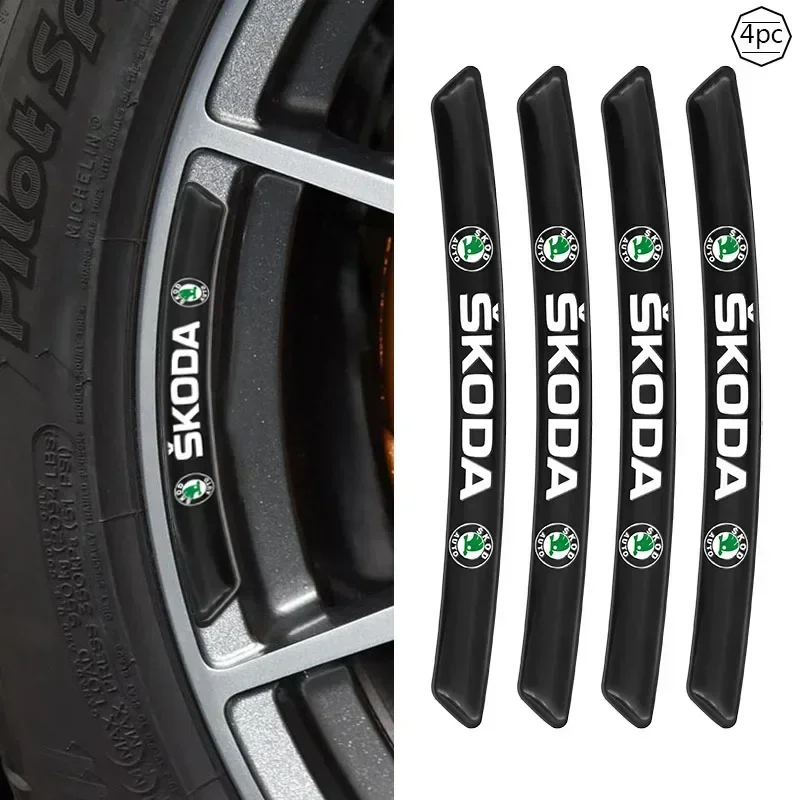 Car Wheel Rim Stickers For Skoda Octavia 2 A5 A7 Fabia 3 Rapid Scala Kodiaq Superb 3 Karoq Kamiq Citigo Roomster DIY Accessories