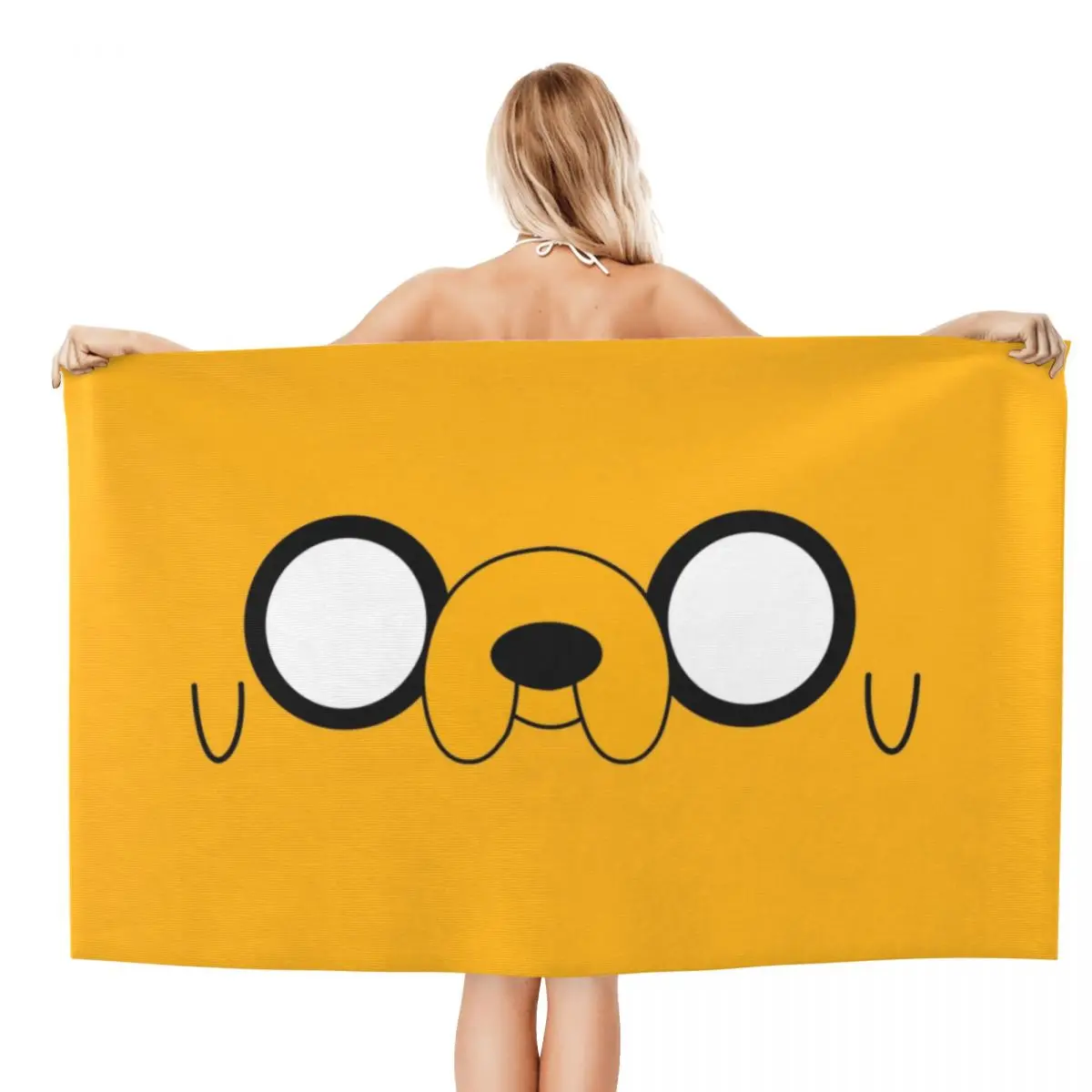 Custom Adventure Time Jake's Eyes Beach Towel Cartoon TV series Soft Linen Microfiber Bath Towels