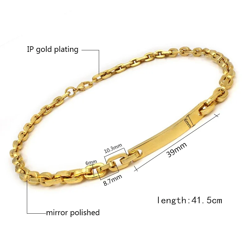 Trendy Necklace Choker ID Stainless Steel Women Men Chain Gold Silver Color Pendant Collier Jewelry Link