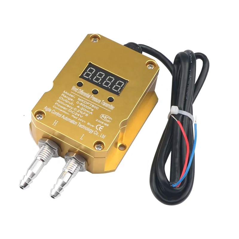 LED 0-10V 4-20mA Wind Speed Sensor Digital Wind Anemometer Micro Differential Pressure Transmitter for HVAC