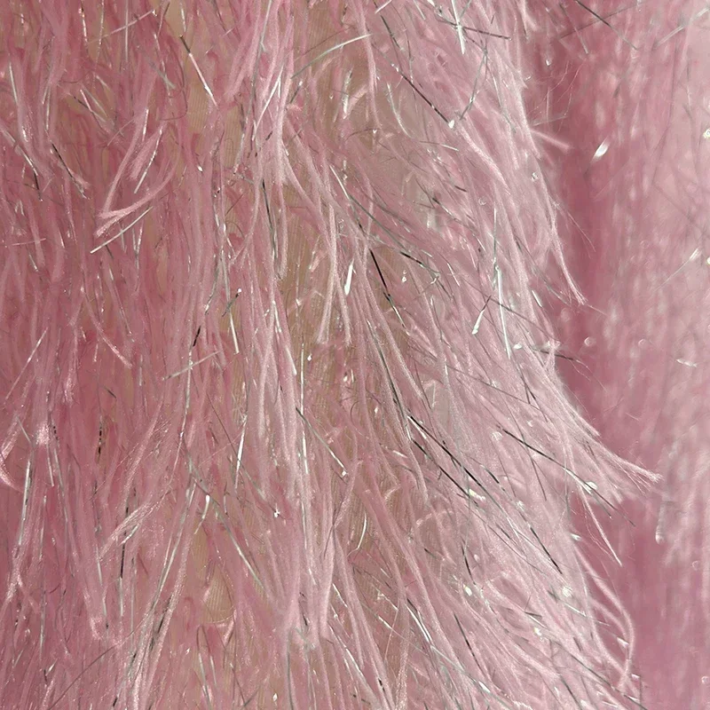 Shiny Feather Tassel Fabric Golden Regular Tassel Feather Yarn Clothing Fabric Performance Background Designer DIY Sewing Cloth