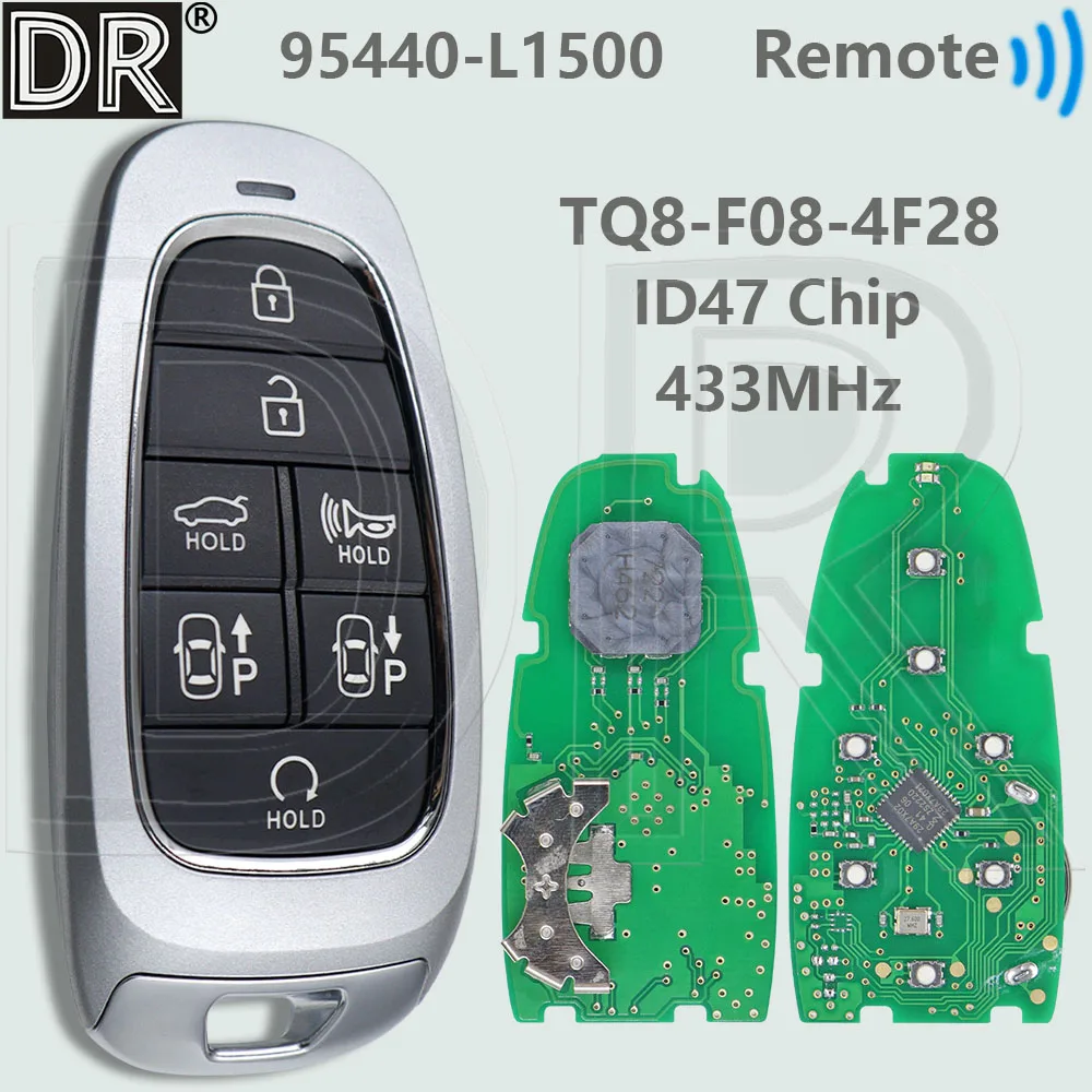 DR 95440-L1500 ID47 HITAG3 Chip 433MHz Proximity Smart Car Remote Key TQ8-F08-4F28 For Hyundai Sonata 2019-2021