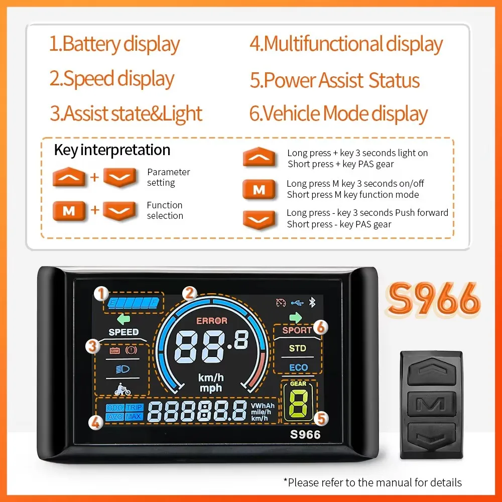 

Контроллер синусоидального тока для электровелосипедов 500W 750W 26A с водонепроницаемым разъемом и дисплеем S966-NEC/S-100, аксессуары для велоспорта, с датчиком Холла/без датчиков