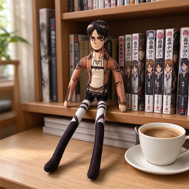 Attack On Titan Plush Doll Eren Mikasa Erwin Levi Stuffed Cloth Toy Survey Corps Anime Figure Gift For Fans