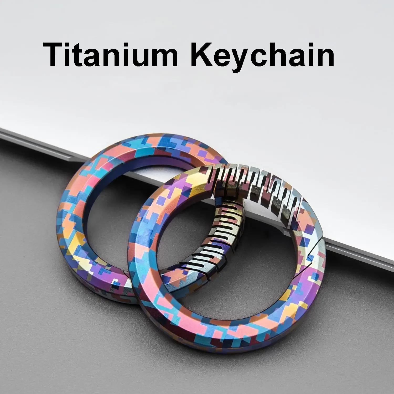 FEGVE Titanium Keychain Leather Car Keychain for Men Key Holder Belt Clip Quick Release Key Chain Ring