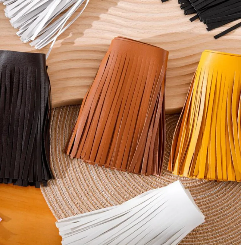 10/15/20/25/30cm Drop PU Faux Leather Tassel Fringe Trim Thicken Ribbon DIY Sewing Handbag Clothing Accessories Crafts