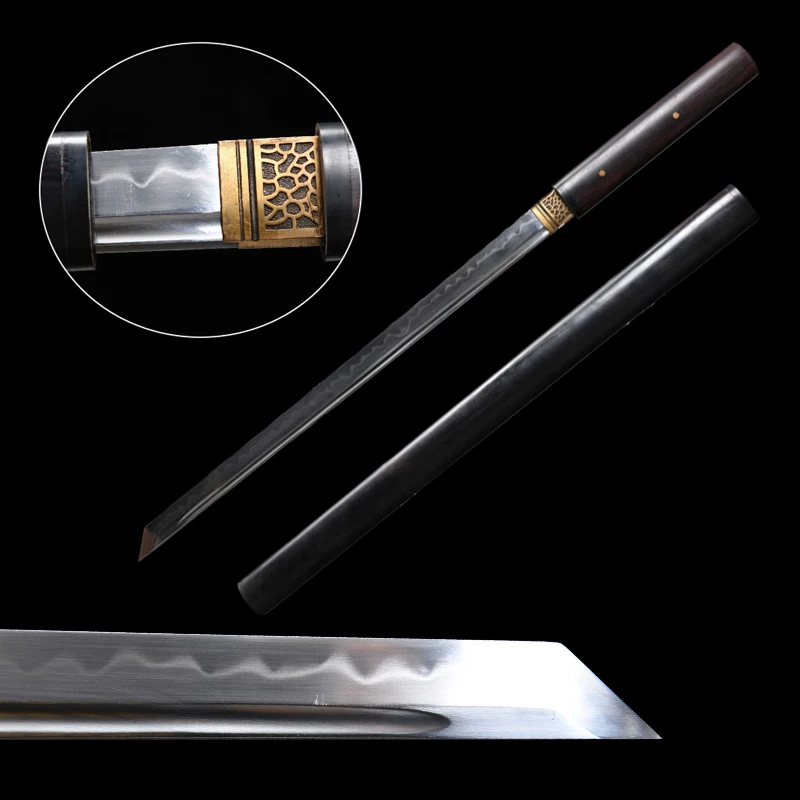 Shirasaya Chinese Sword T10 Steel Clay-tempered Blade Handmade Forged Polished Real Hamon With Bo-hi Collection Swords Wakizashi