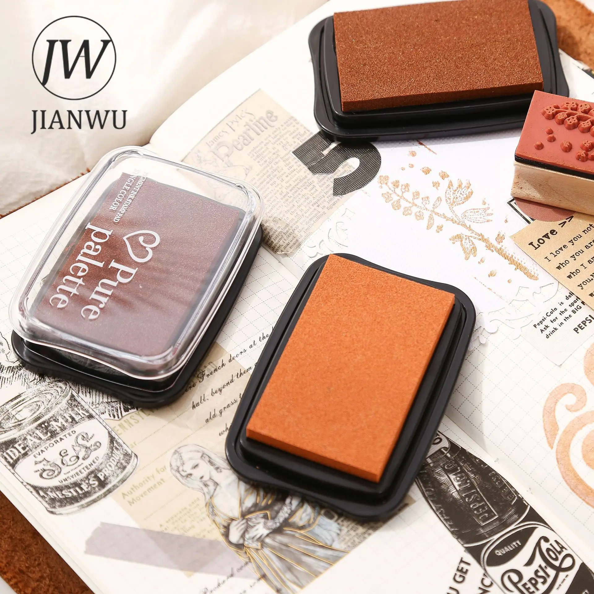 JIANWU 20 สีหมึกขนาดใหญ่ Pad น้ํามัน Planner ซิลิโคนแสตมป์วัสดุเว้าเอวสีหมึก Pad Creative DIY วารสารเครื่องเขียน