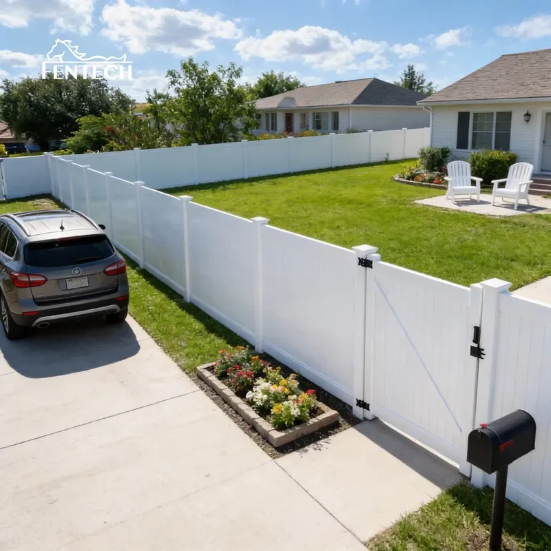 Fentech Manufacture Supply 6X8 Foot White Plastic PVC Vinyl Full Privacy Fence Panels With 5