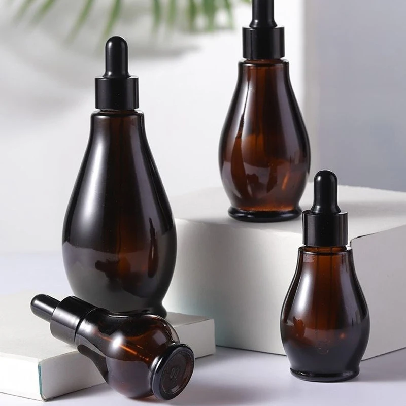 1pcs Dropper Bottles 5ml-10ml Reagent Eye Drop Amber Glass Aromatherapy Liquid Pipette Bottle Refillable Bottles Travel