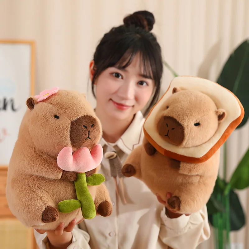 Hot Sale Kawaii Capybara Flower Plush Doll Simulation Stuffed Toy Animals Super Soft Funny Boys Girls Birthday Gifts Home Decor