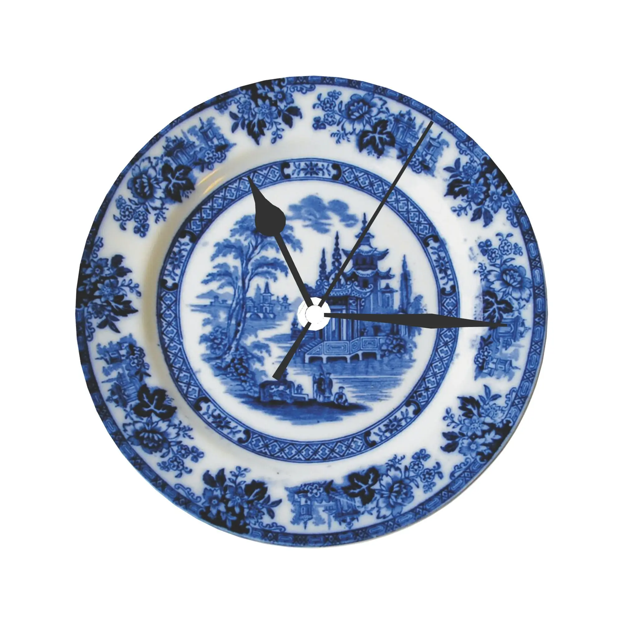 Reloj de pared con diseño asiático de Doulton Madras Royal antiguo, plato de cena, decoración de habitación, reloj redondo silencioso para dormitorio, sala de estar, cocina