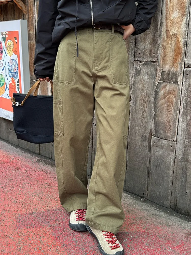 

Beibei Home een Pure Cotton Straight Leg Work Pants Women's New 2026 Casual Wide Leg Long Trousers Spring Faion