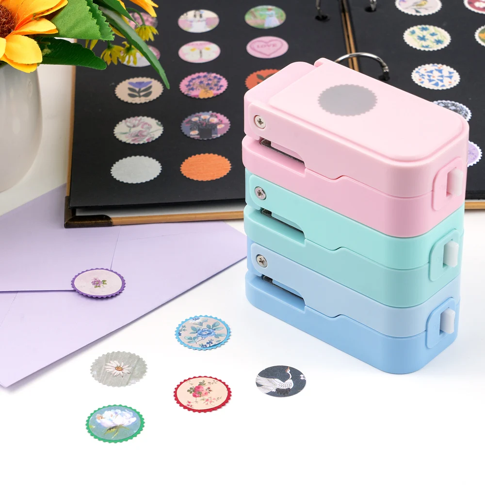 2.2x2.2cm / 0.87x0.87in Scalloped Circle Lever Punch, Stackable Paper Punch for Junk Journal, Scrapbooking & Card Making