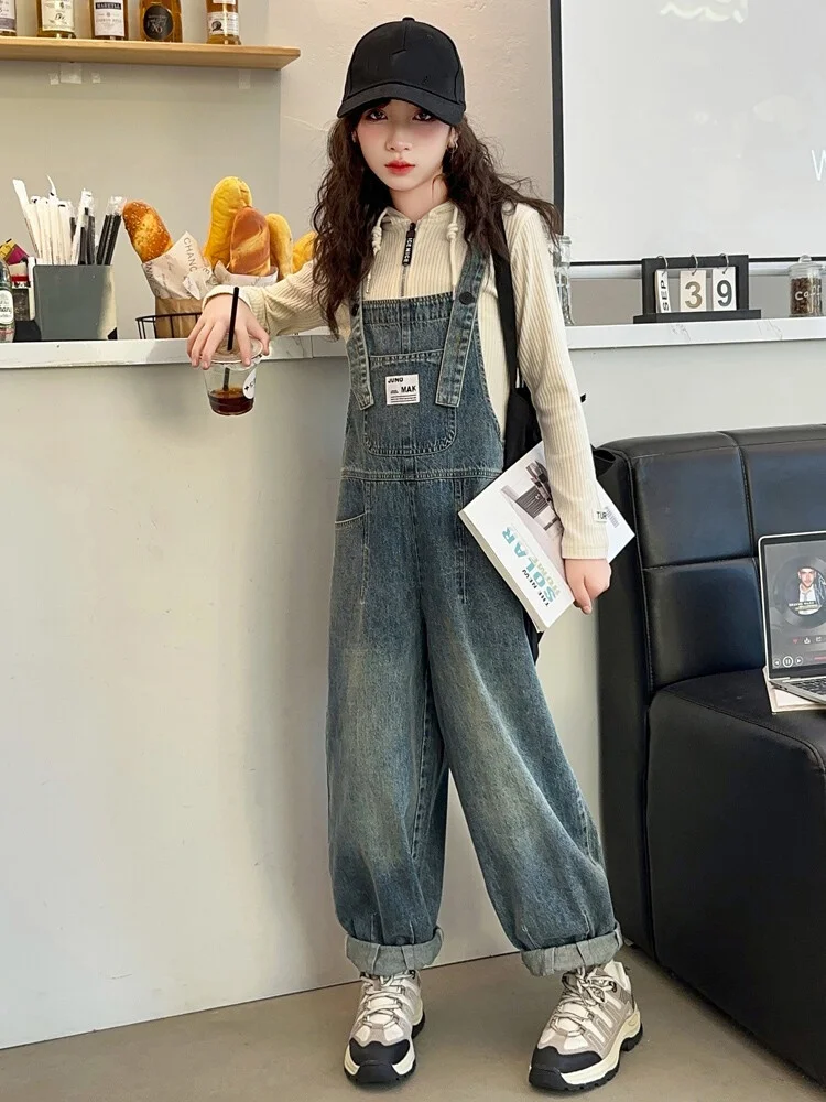 

Spring Comfortable Baby Jumpsuits For Girls Denim Suspender Pants Kids Jeans Overalls Cool Children Fashion Clothes Outerwear