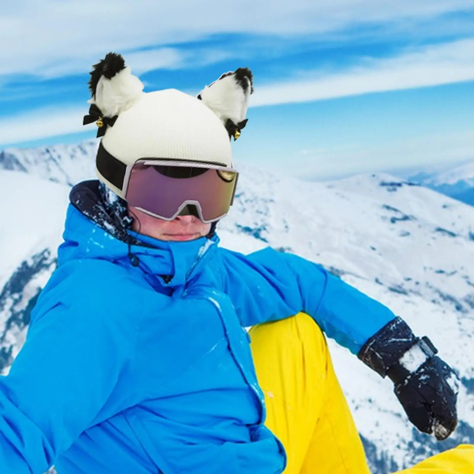 Ski Helmet Cover Bells Cat Ears Helmet Wrap half Helmet Accessories Elastic Washable Protections Covers for Adult and Kid