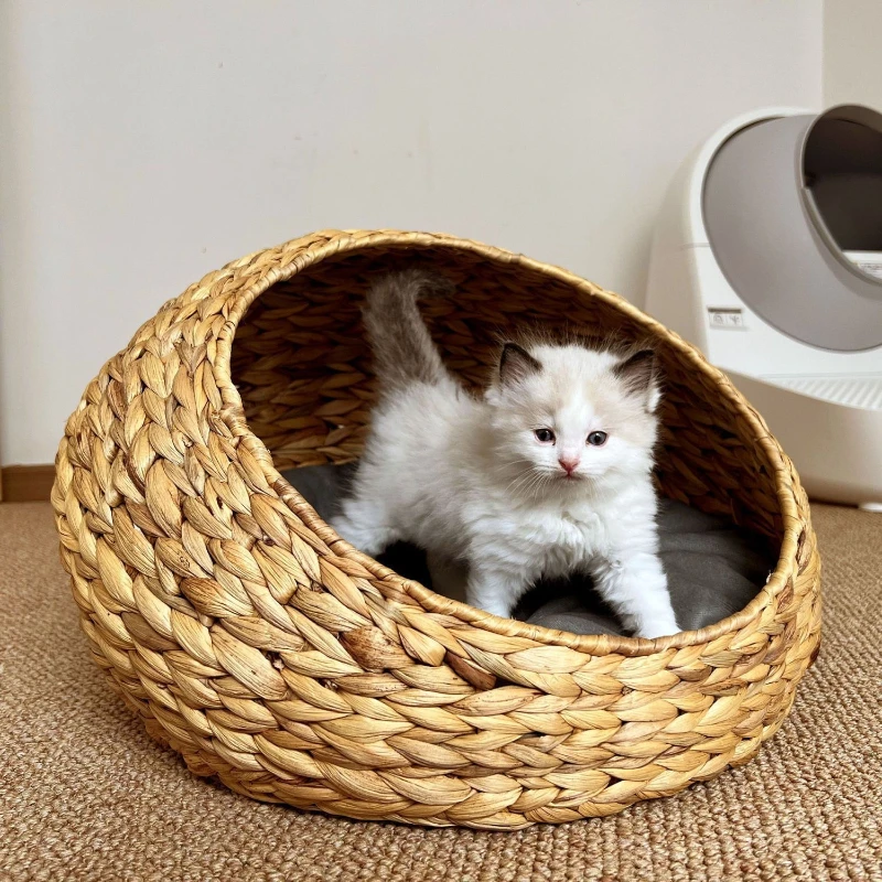 

Cat Nest Universal Semicircular Pet Nest Water Hyacinth Handwoven Wear-resistant Pet House Supplies Cat Nest