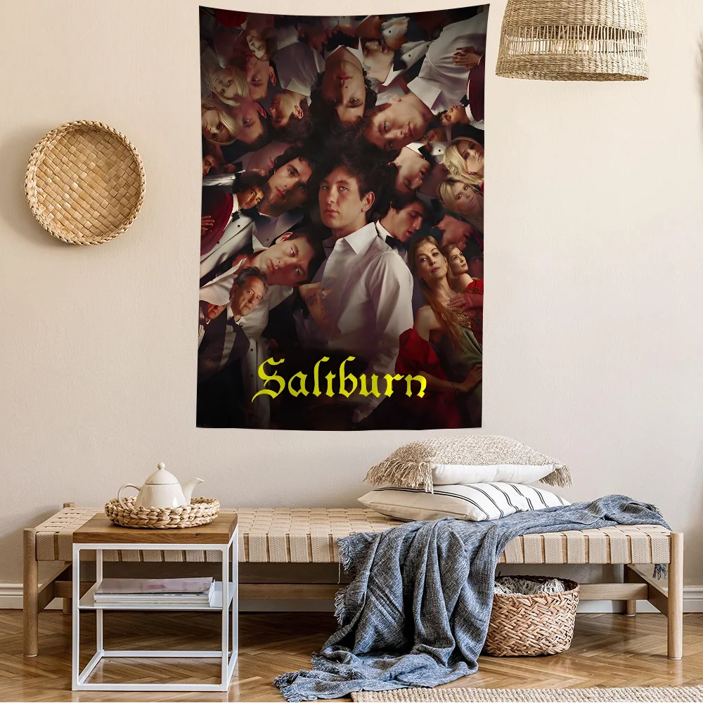 Saltburn 2023 TV Show Cartoon Tapestry for Living Room Home Dorm Decor INS Home Decor