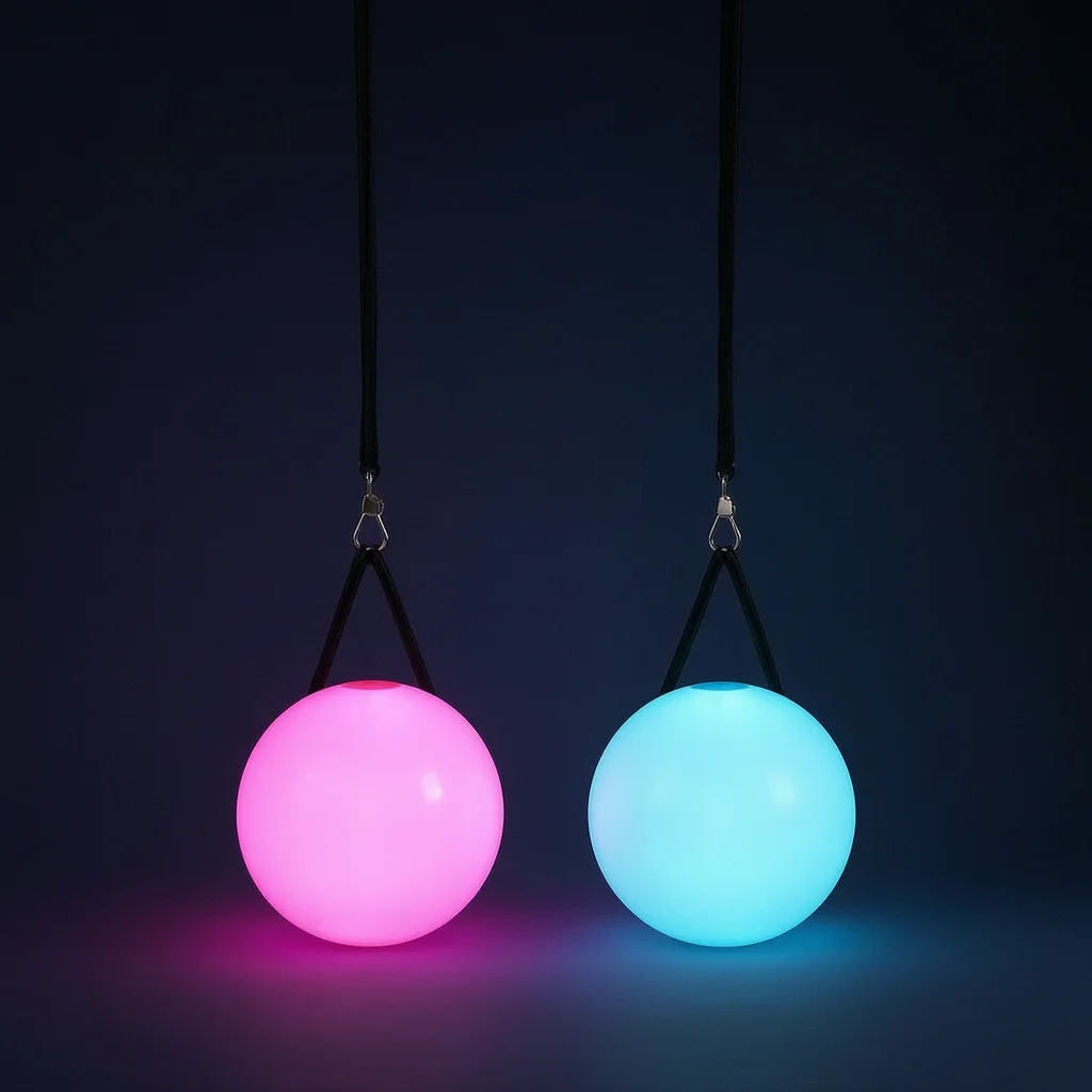 

LED Poi Prop 2 Pack Colorful Luminous Belly Dance Ball Stage Performance Light Fitness Halloween Christmas Party