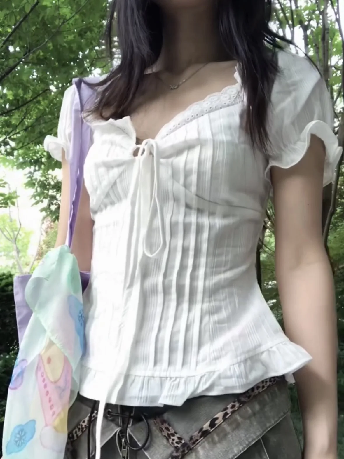 

Женский корейский топ в стиле ретро с узлом ort Sve, облегающий летний топ с затягивающей талией и костями, топ для поездок на работу, B...