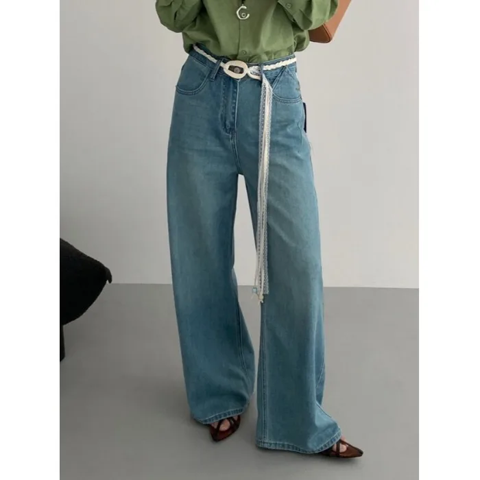 

Slim Straight Jeans High Waist Denim Pants Summer Style with Belt Loop Fashionable Versatile Korean New Arrival 2026